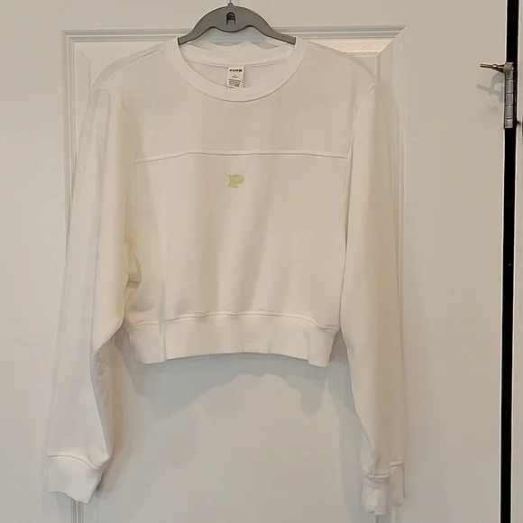 PINK Victoria Secret 2 Piece Matching Set Sweatshirt/Sweatpants White Medium NWT - Picture 2 of 11